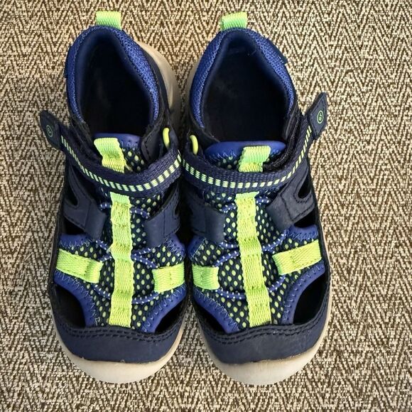 Stride Rite SRT Wade Boys 8 Toddler Washable Water Shoes Sandals Navy Neon Green - Picture 6 of 9